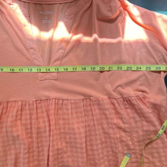 Pilcro Anthropologie Babydoll Top Women’s Sz M Flutter Orange Cotton Viscose - Picture 7 of 10